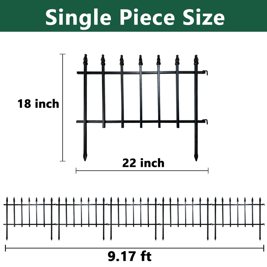 ARIFARO Metal Garden Fence – 5 Pack Rustproof Animal Barrier & Border