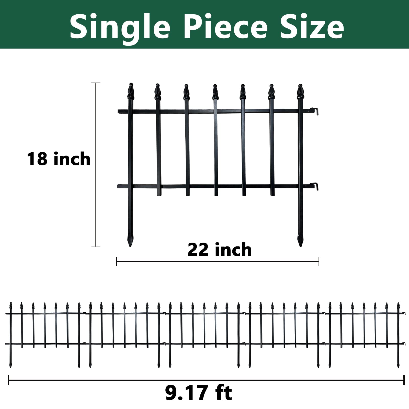 ARIFARO Metal Garden Fence – 5 Pack Rustproof Animal Barrier & Border