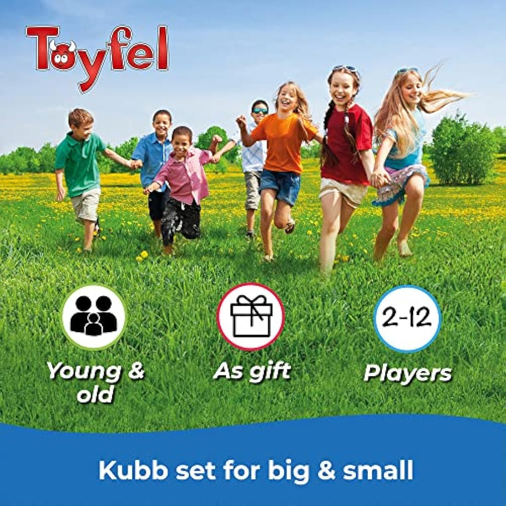 Toyfel Knuut XXL Kubb Game - FSC Pine Wood Outdoor Set with Carrying Bag