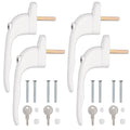Kamtop 4 PCS Lockable Espag Window Handles | White Aluminum for UPVC