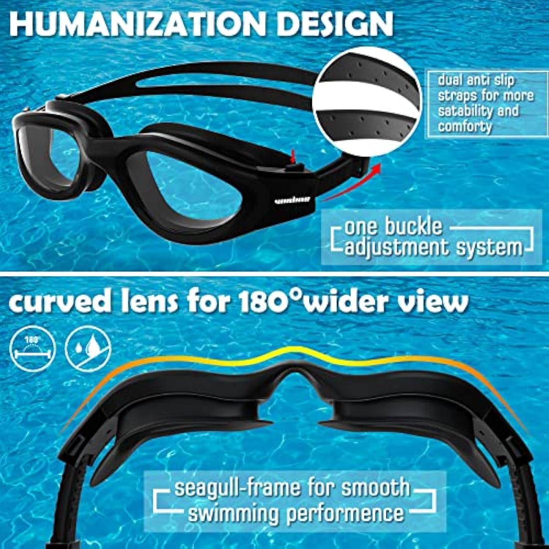 Adult Swimming Goggles | Polarized Anti-Fog UV Protection