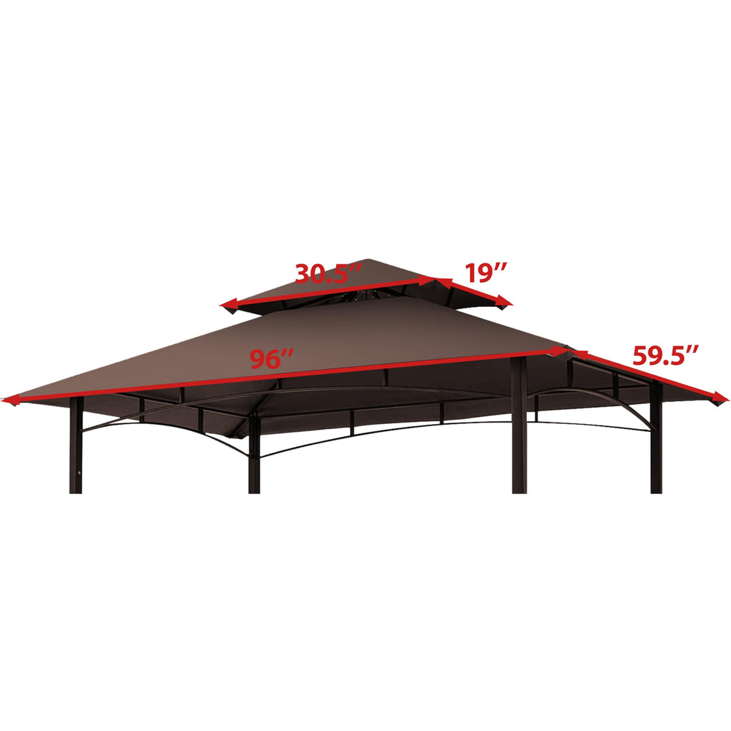 CoastShade 8x5 Grill Gazebo Replacement Canopy – Double Tiered Roof, Brown