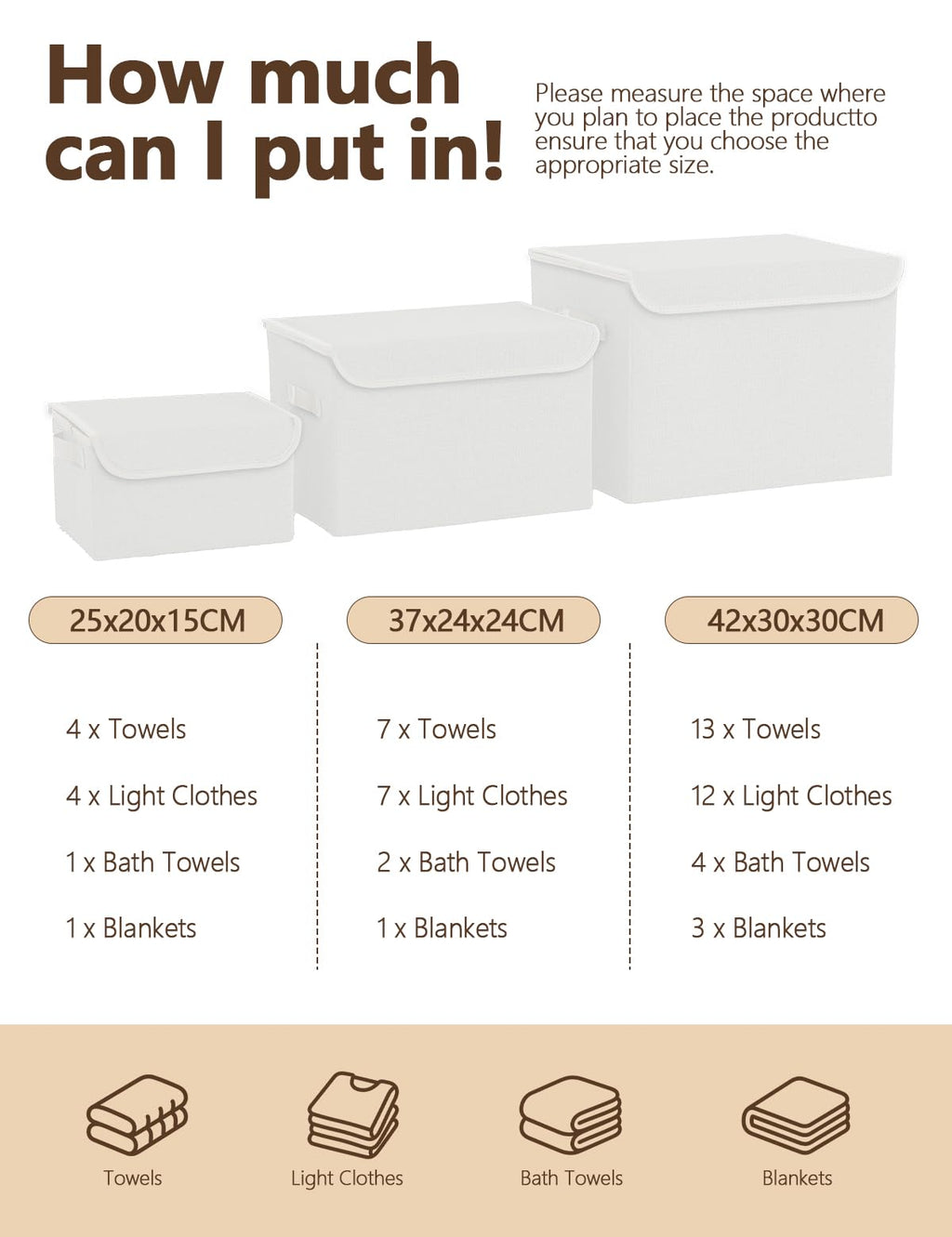Bagnizer Medium Collapsible Storage Baskets Foldable with Lids 3PCS - image 5