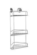 Croydex Stick 'N' Lock 3-Tier Corner Shower Caddy | Chrome No-Drill Shelf