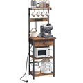 MAHANCRIS Bakers Rack, Microwave Stand, Coffee Bar Station, Kitchen Storage Shelf Rack with Drawer and Power Strip, 4 Hooks, for Kitchen, Living Room - image 1
