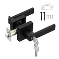 HSEAMALL Black Square Door Lever Handle Lock with Keys for Bedroom