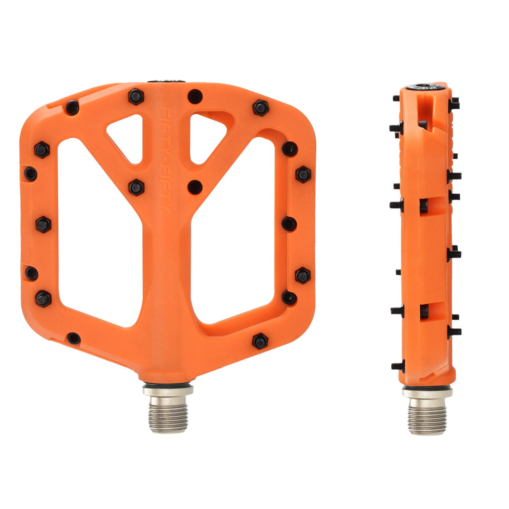 FIFTY-FIFTY Mountain Bike Pedals | Nylon Composite 9/16" Flat MTB - Orange