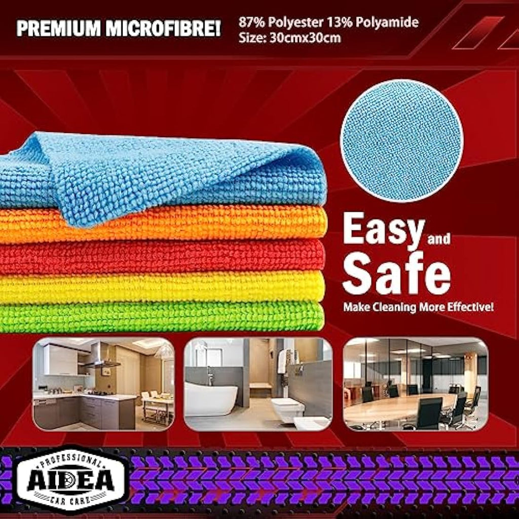 AIDEA Microfibre Cleaning Cloths 100 Pack | Lint-Free Absorbent Rags