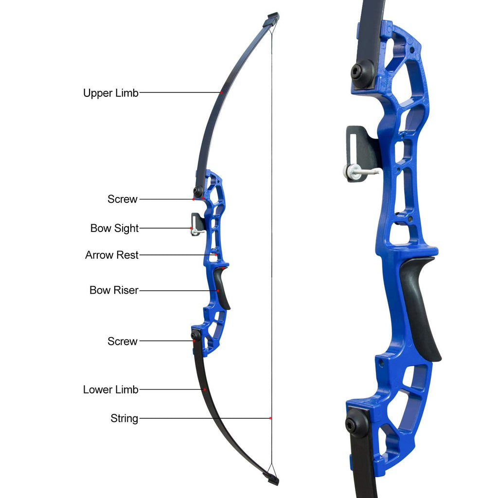 D&Q Takedown Recurve Bow Archery Set with 6 Carbon Arrows - 50"
