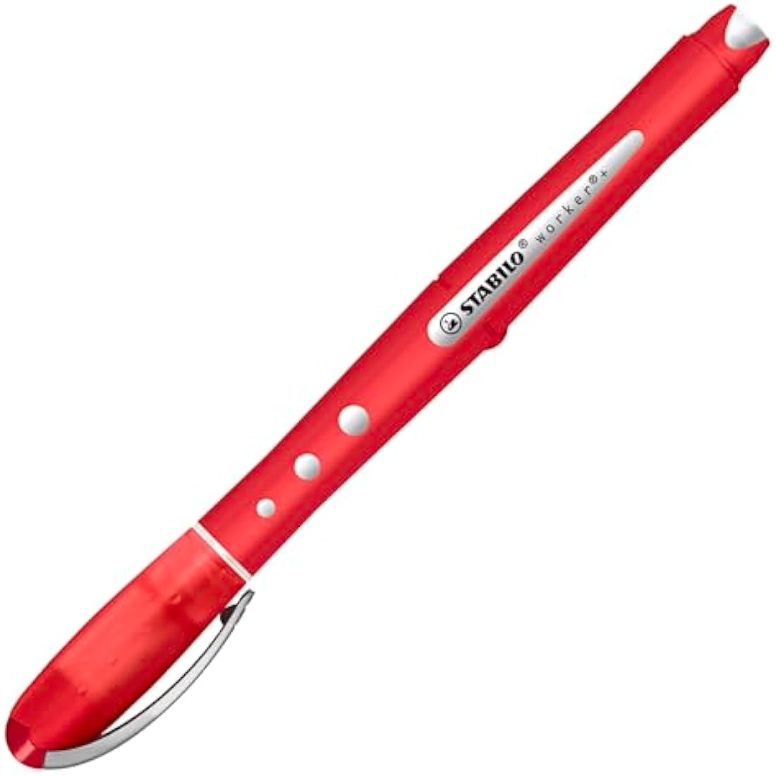 STABILO Worker+ Colorful Rollerball Pen - 0.5mm Fine Point - Red, 10 Pack
