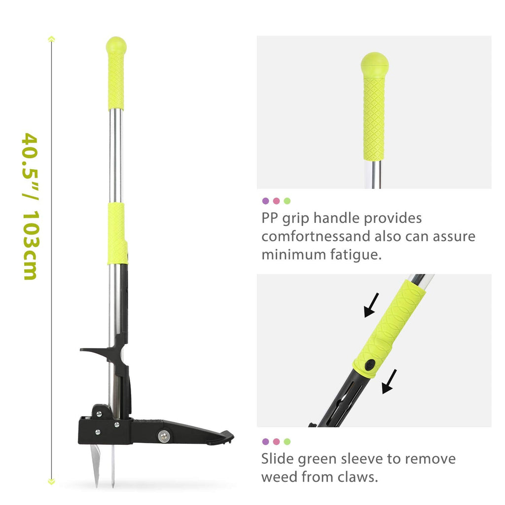 ORIENTOOLS Stand Up Weed Puller – 4-Claw Stainless Steel Garden Weeder