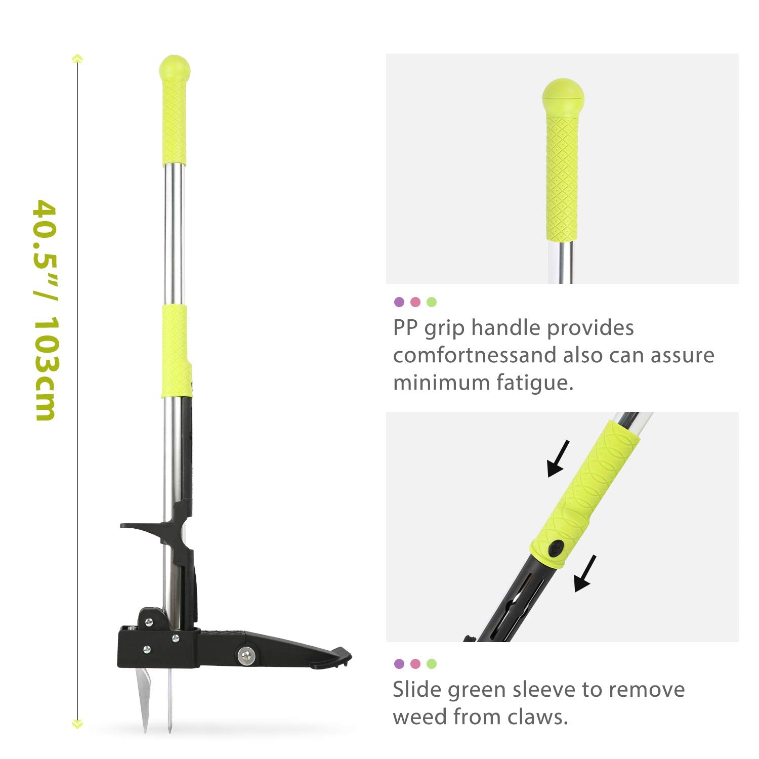 ORIENTOOLS Stand Up Weed Puller – 4-Claw Stainless Steel Garden Weeder