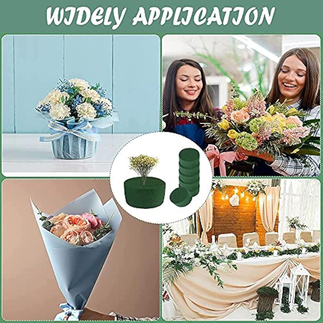 Jolof Store Round Floral Foam Blocks – 15Pcs Green Flower Sponge Set