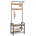 VASAGLE 4-in-1 Coat Rack with Shoe Storage Bench and 9 Hooks – Industrial