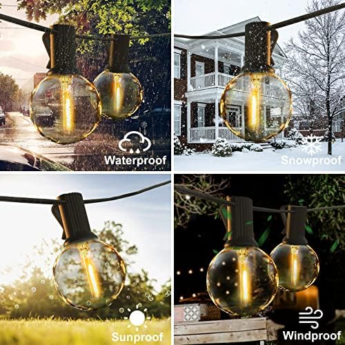 BRIMAX 50ft Outdoor String Lights | 50 G40 Shatterproof LED Bulbs | 2200K