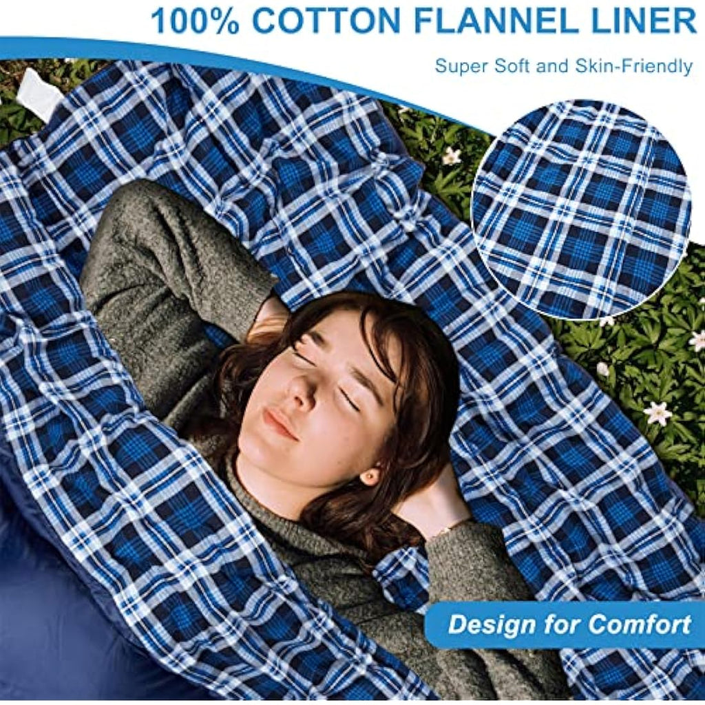 Agemore Double Flannel Sleeping Bag | Waterproof 2 Person Camping Gear