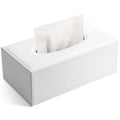 GORESE Rectangular PU Leather Tissue Box – Milk White Marble Decor