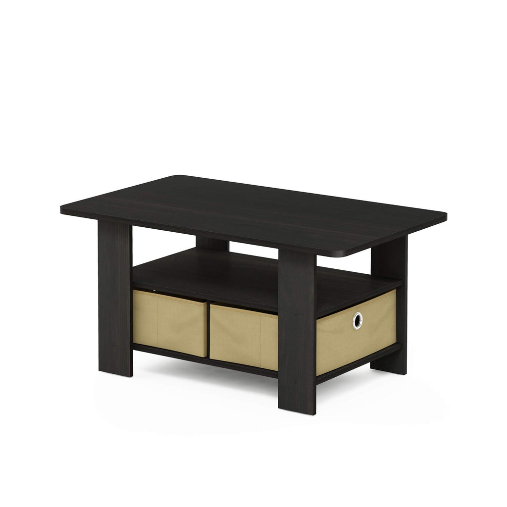 Furinno Andrey Coffee Table with Storage Bin Drawer - Espresso/Brown