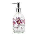 DUSVALLY Glass Soap Dispenser | 17oz Purple Flower Pump Bottle