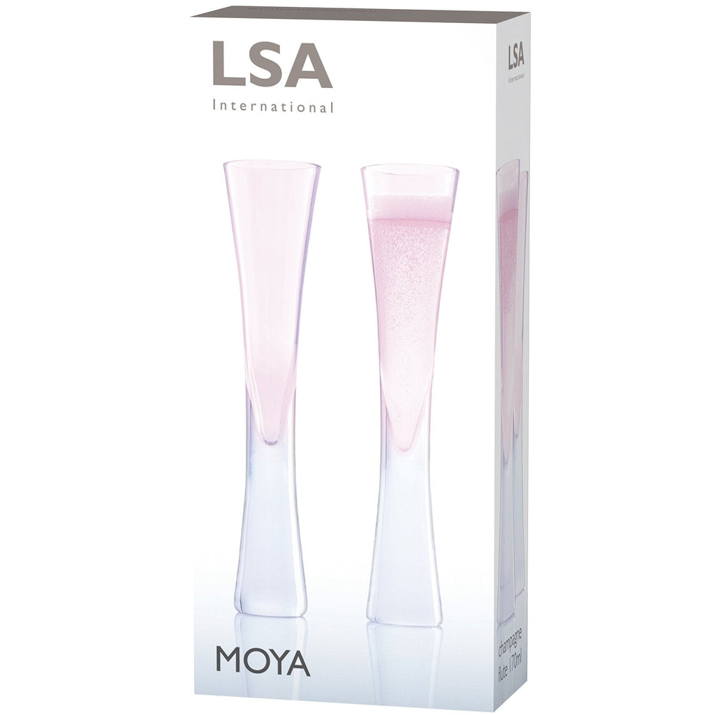 LSA International Moya Champagne Flutes - 170ml Blush Pink Glass, Set of 2