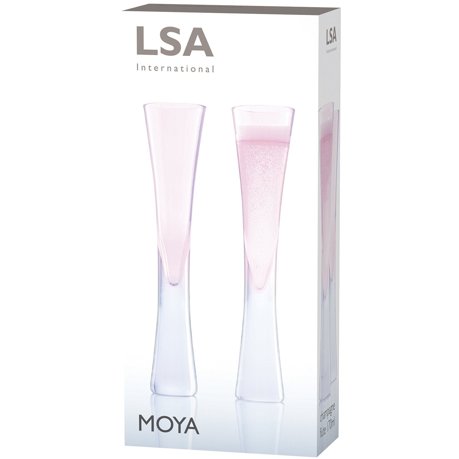 LSA International Moya Champagne Flutes - 170ml Blush Pink Glass, Set of 2