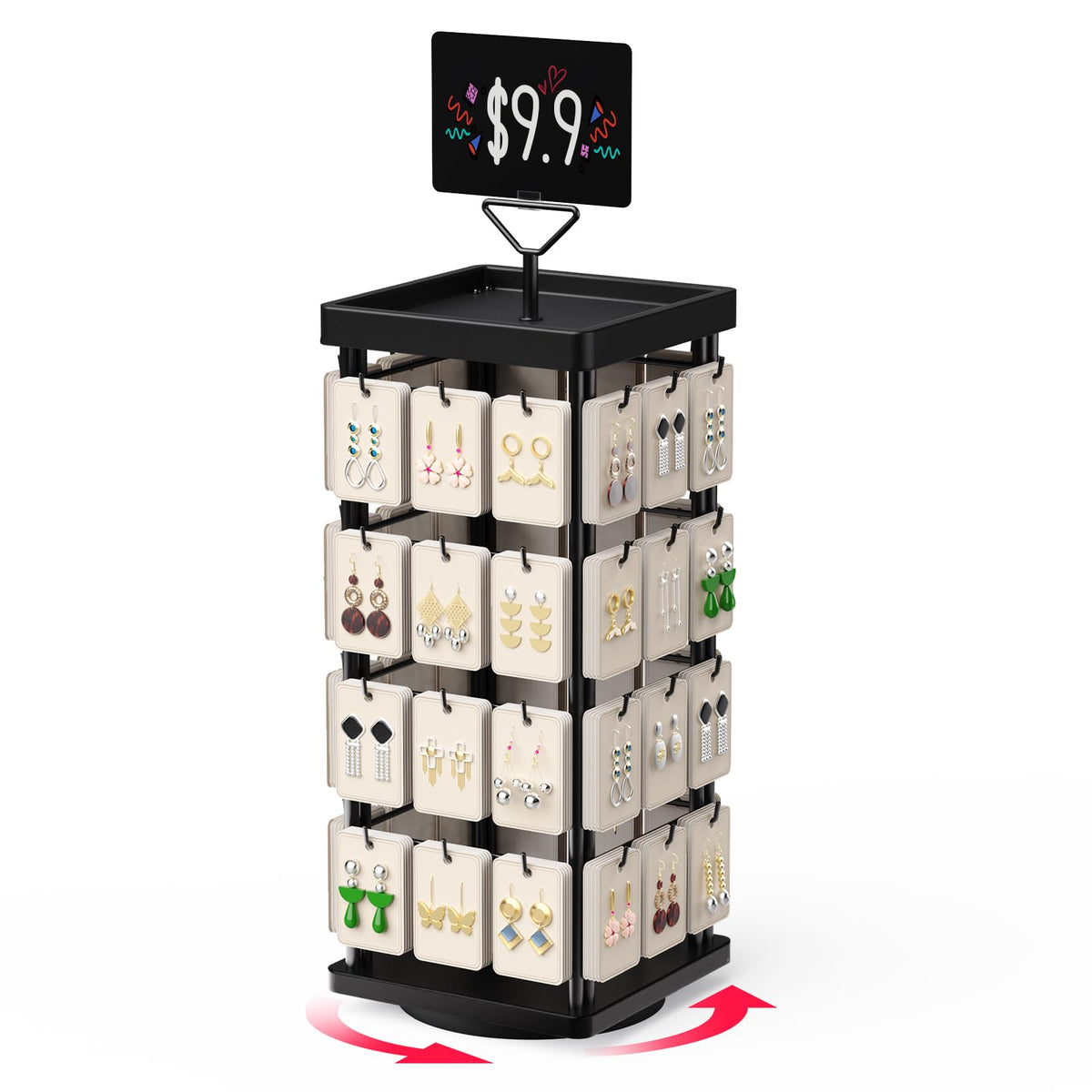 THYGIFTREE Rotating Earring Display for Vendors, Jewelry Display Stand for Selling, Necklace Display Stands Earring Cards for Selling Bracelets - image 1