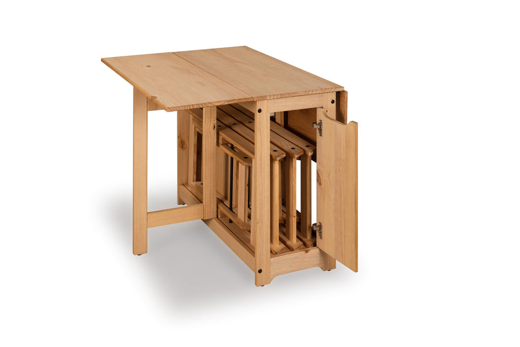 Mews Corona Butterfly Santos Dining Set 4 Seat Folding Drop Leaf Table with Chairs Solid Mexican Pine - image 5
