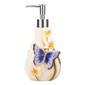 FORLONG Ceramic Soap Dispenser – Hand-Painted Butterfly & Lilies