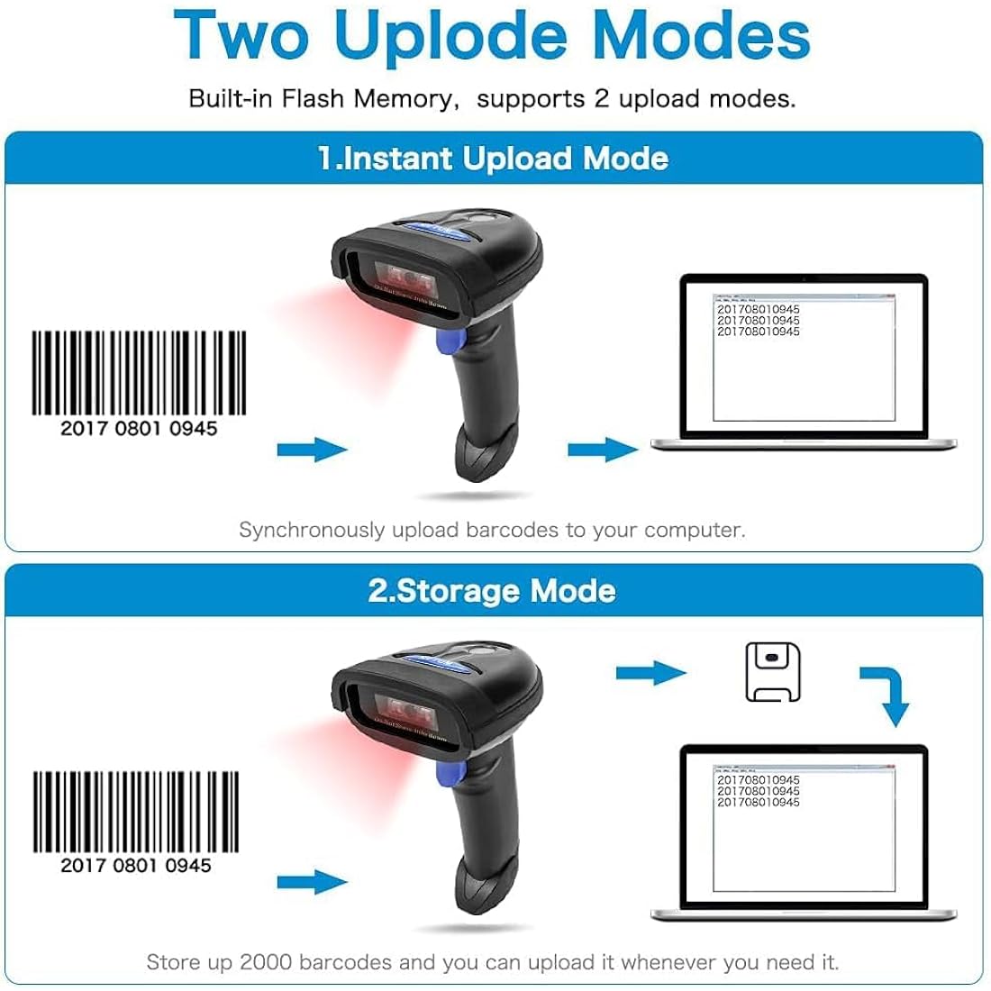 NETUM NT-1228BC Bluetooth CCD Barcode Scanner | Wireless 1D Imager
