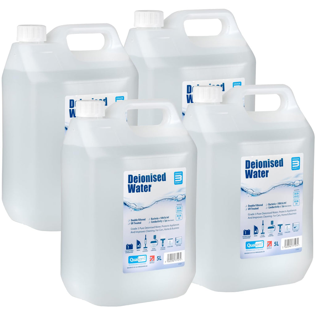 Qualkem Grade 3 Deionised Water 5L (4 Pack) – Purified Ironing Water