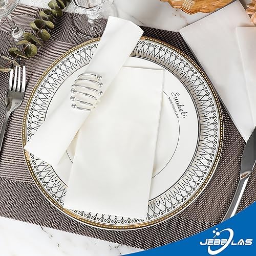 Jolof Store White Linen-Feel Disposable Guest Towels - 200 Pack