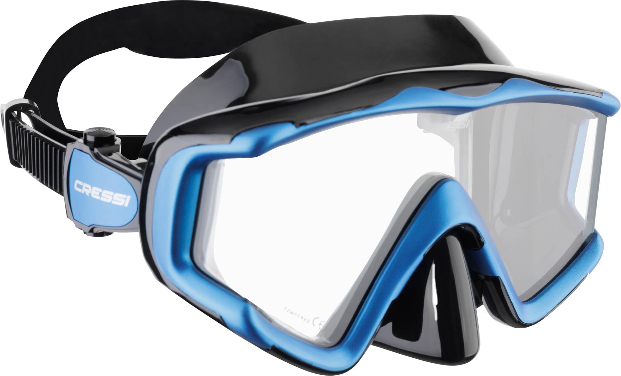 Cressi Liberty Triside Mask & Epsilon Dry Snorkel Set – Black/Sapphire