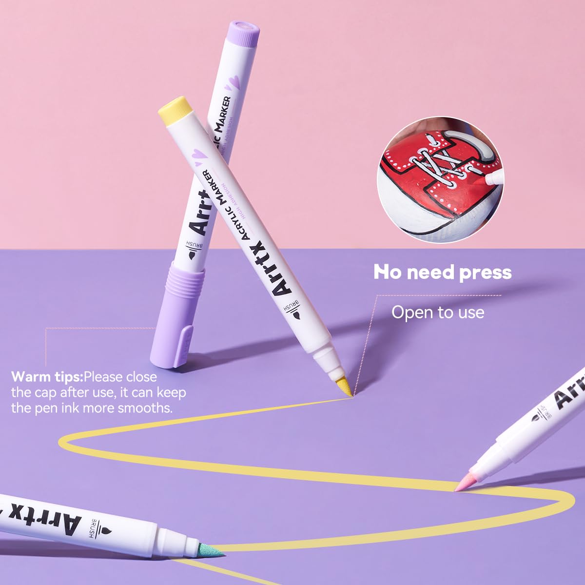Arrtx 60 Colors Acrylic Paint Markers – Permanent Brush Tip Art Pens