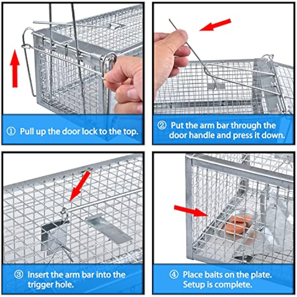 Anyhall 2-Pack Humane Rat Traps | Silver Live Mouse Cage Traps