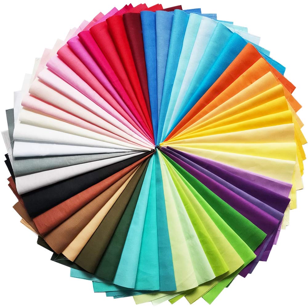 MIDUOLE 50 Pcs Cotton Quilting Fabric Bundles | 8x8" Solid Precut Squares