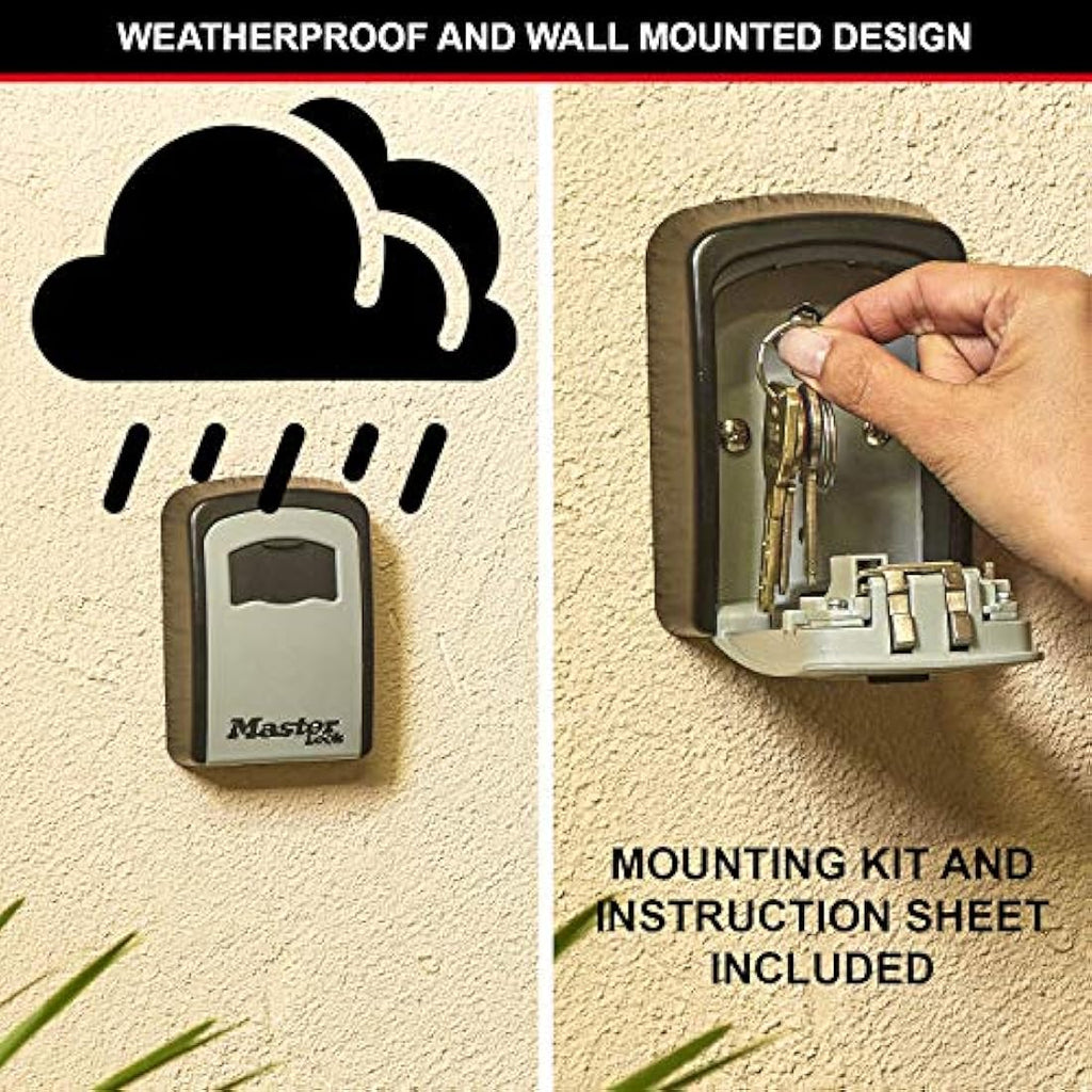 Master Lock Wall Mounted Key Safe – Weatherproof 4-Digit Lock Box