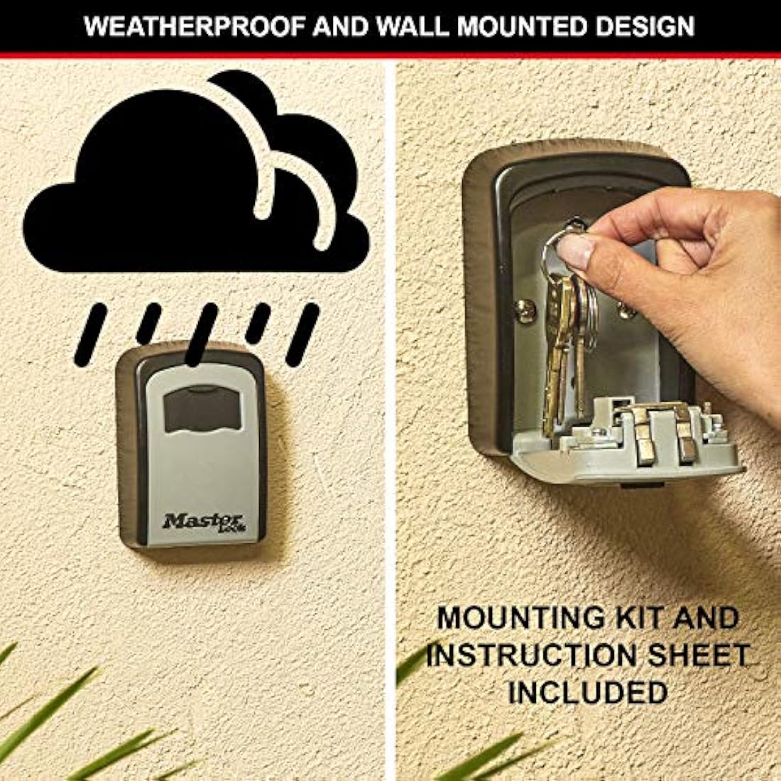 Master Lock Wall Mounted Key Safe – Weatherproof 4-Digit Lock Box
