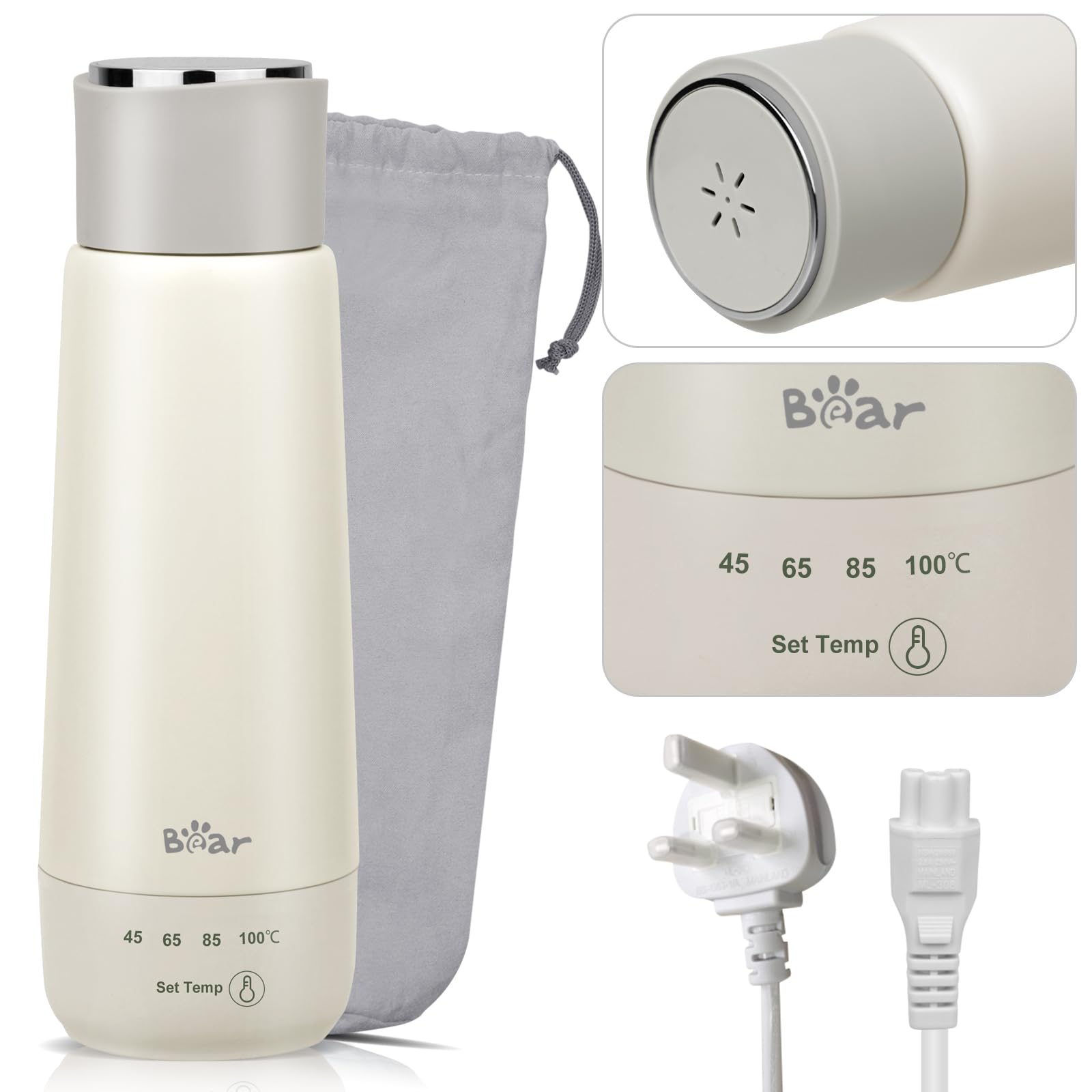 Bear Portable Electric Kettle – 300ml Travel Fast Boil Stainless Steel