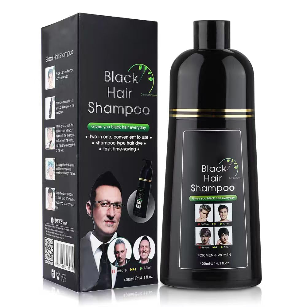 YUOLITA Black Hair Dye Shampoo | 400ml Ammonia Free Herbal Formula
