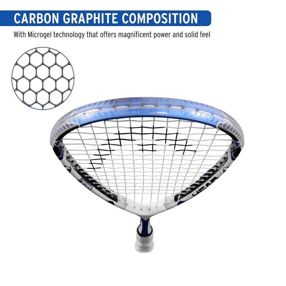 HEAD Microgel 125 Squash Racquet – Head Heavy 125g Frame - Blue/White