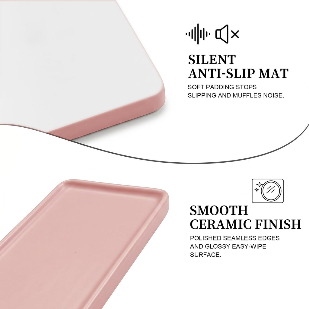Ceramic Vanity Tray,20.5x9.5x1.2cm Cosmetics Tray,Rectangular Decorative Trinket Dish for coffee, perfume - image 3