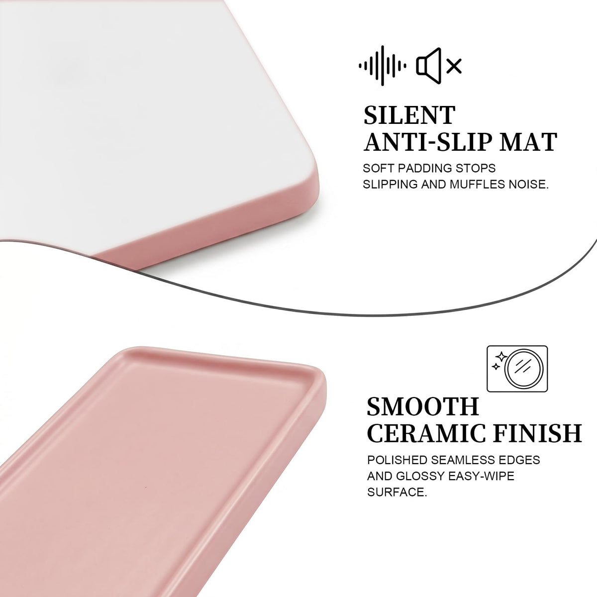 Ceramic Vanity Tray,20.5x9.5x1.2cm Cosmetics Tray,Rectangular Decorative Trinket Dish for coffee, perfume - image 3