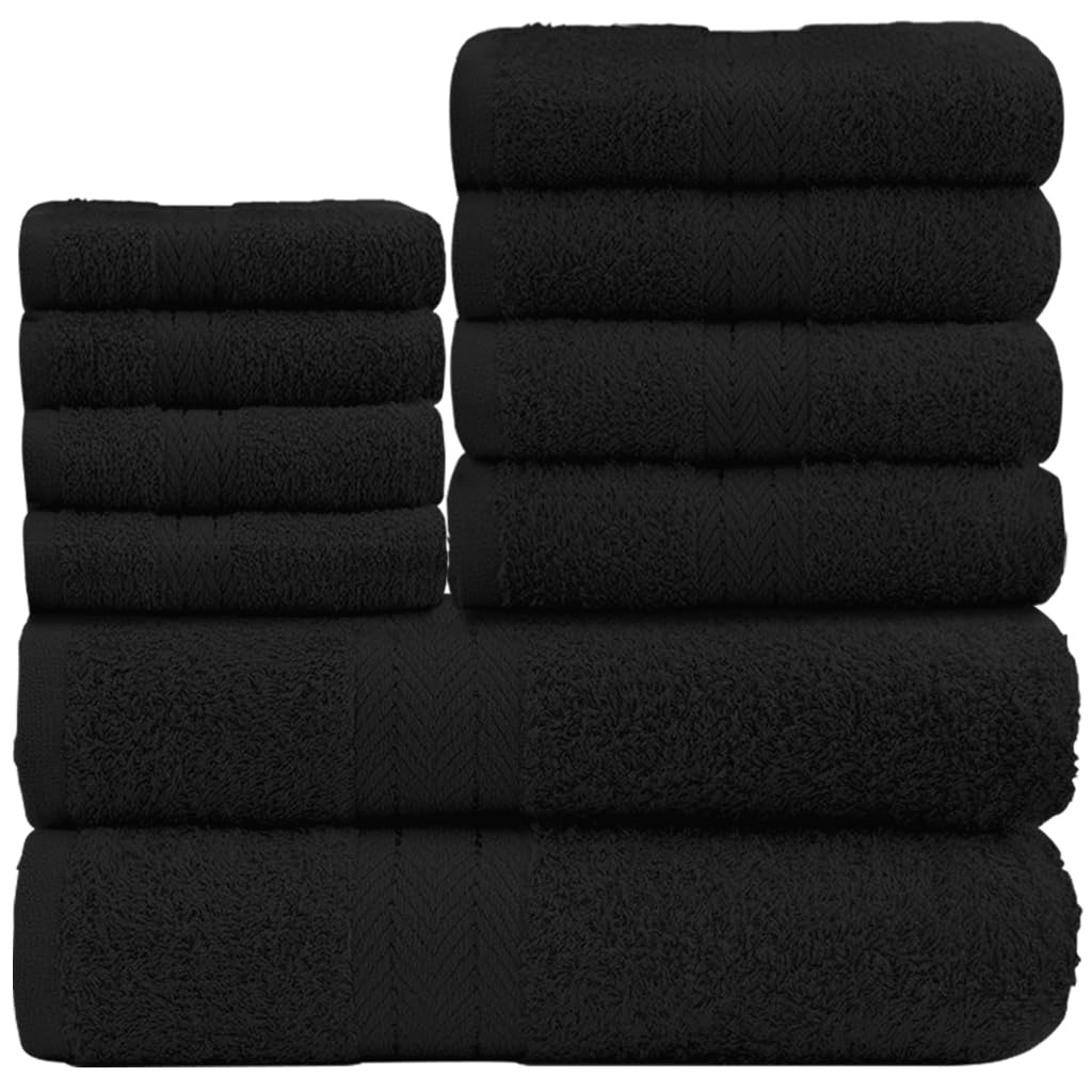 GC Gaveno Cavailia 10 Piece Cotton Towel Bale Set | 450 GSM Black
