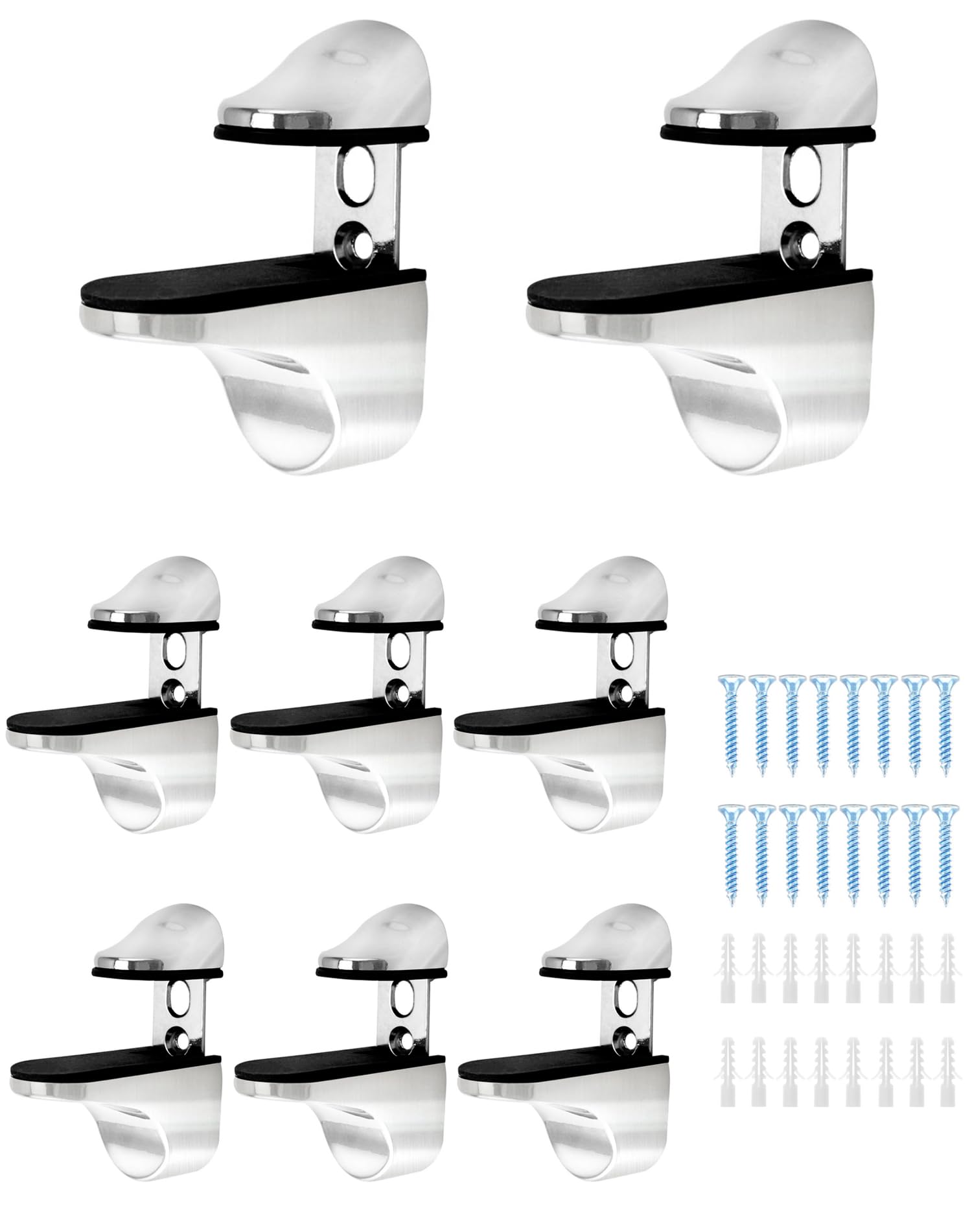 QWORK Adjustable Glass Shelf Bracket | Zinc Alloy Wall Mount - 8 Pack