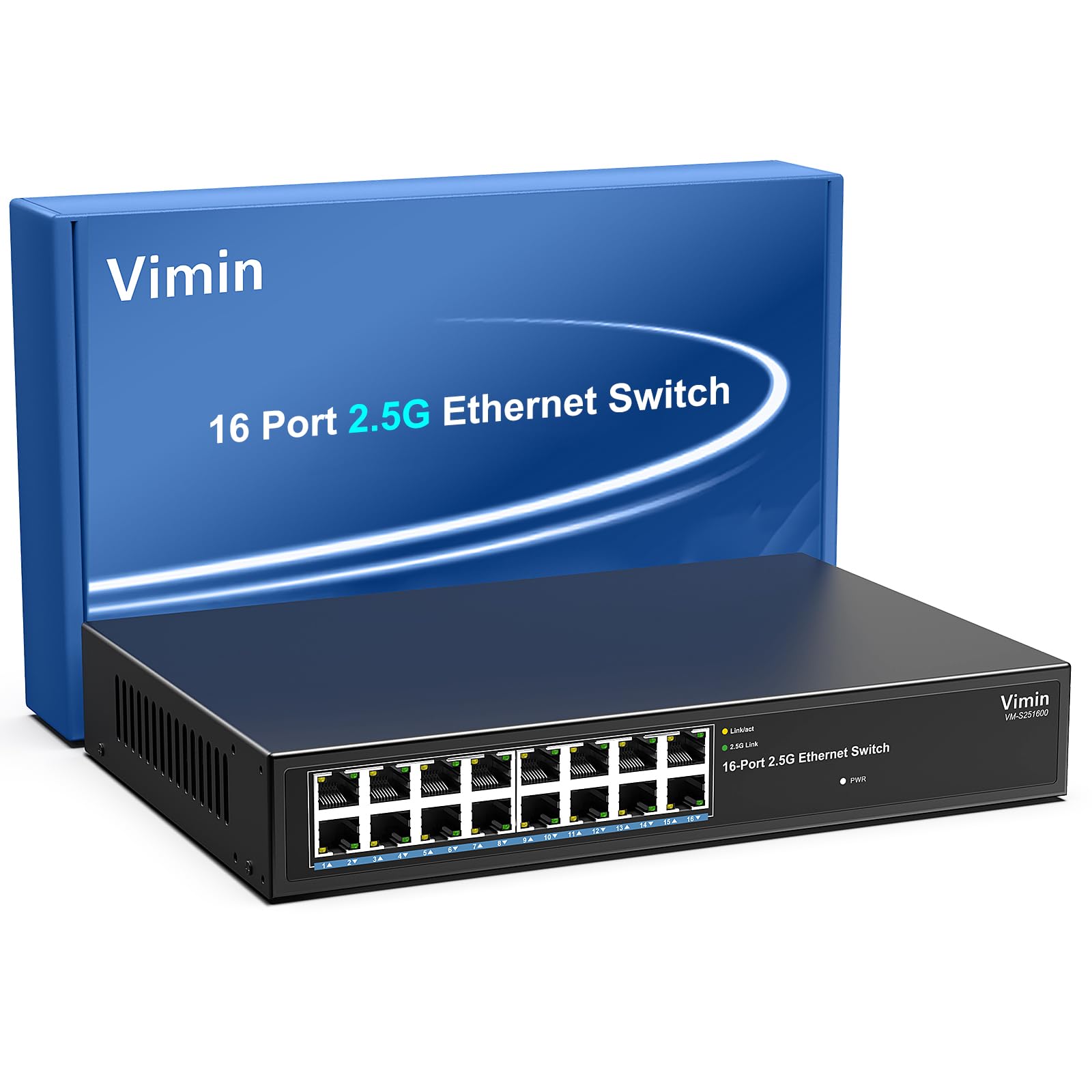 Vimin 16 Port 2.5G Unmanaged Ethernet Switch | Fanless Metal Housing