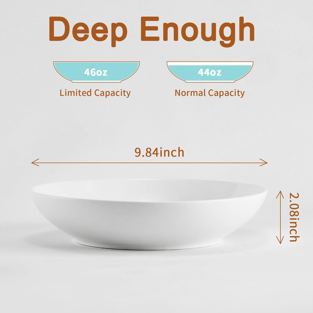 Jassceram 50oz Ceramic Pasta Bowls Set of 4 | Large Porcelain Salad Bowls
