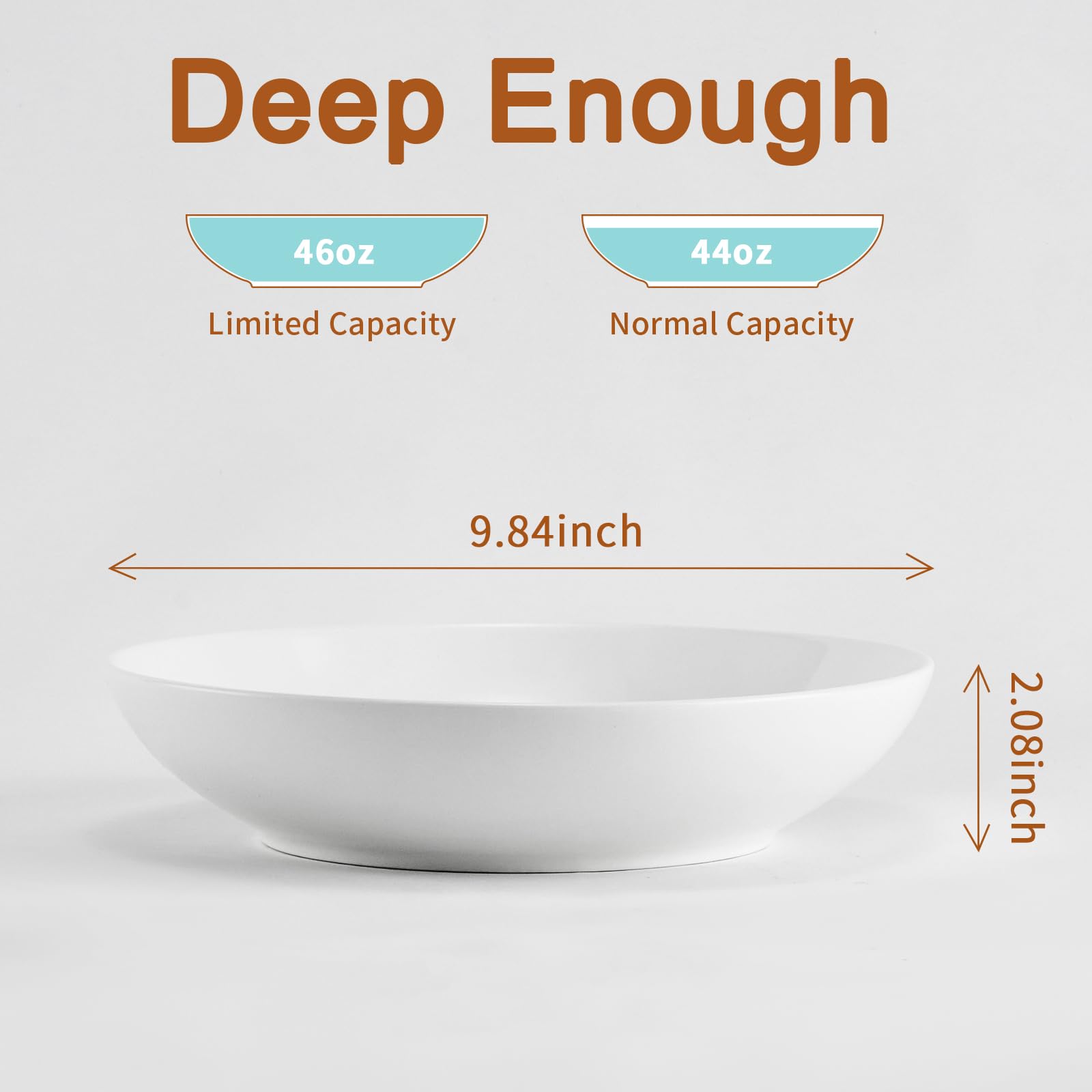 Jassceram 50oz Ceramic Pasta Bowls Set of 4 | Large Porcelain Salad Bowls
