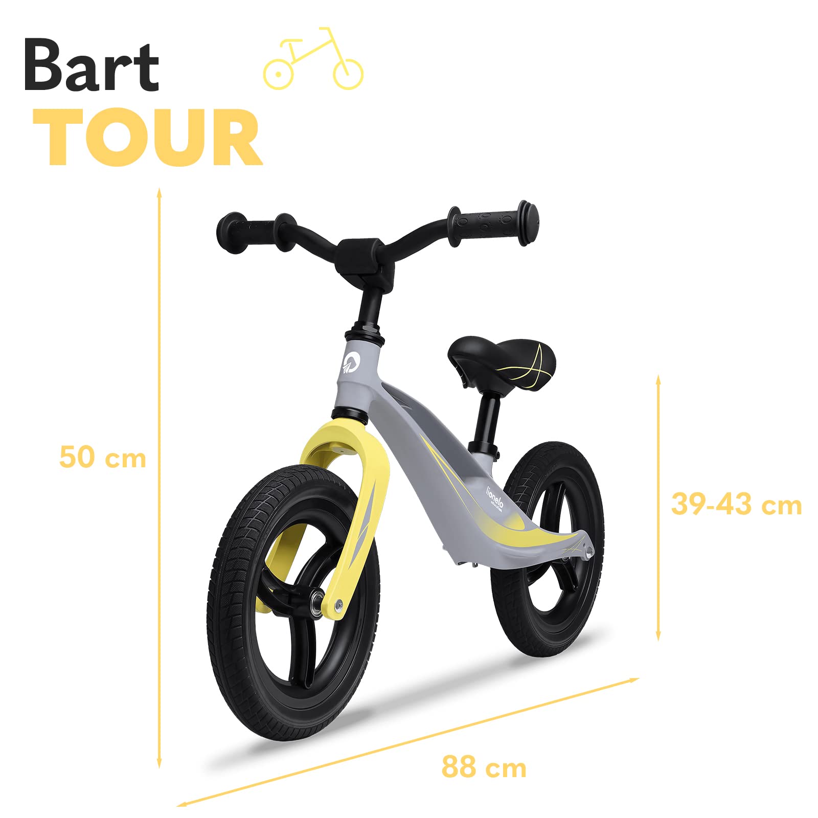Lionelo Bart Tour Balance Bike – Lightweight Magnesium Frame & 12" PU Wheels