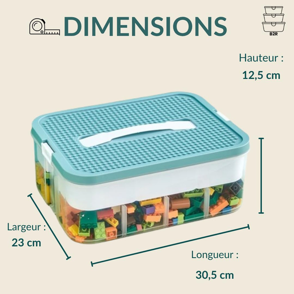 B2R Kids Toy Storage Box - 1 Tier Stackable for Lego - Plastic Organizer with Lid and Handle - Ideal for Toys, Small Rooms - Bedroom, School, Travel - image 4