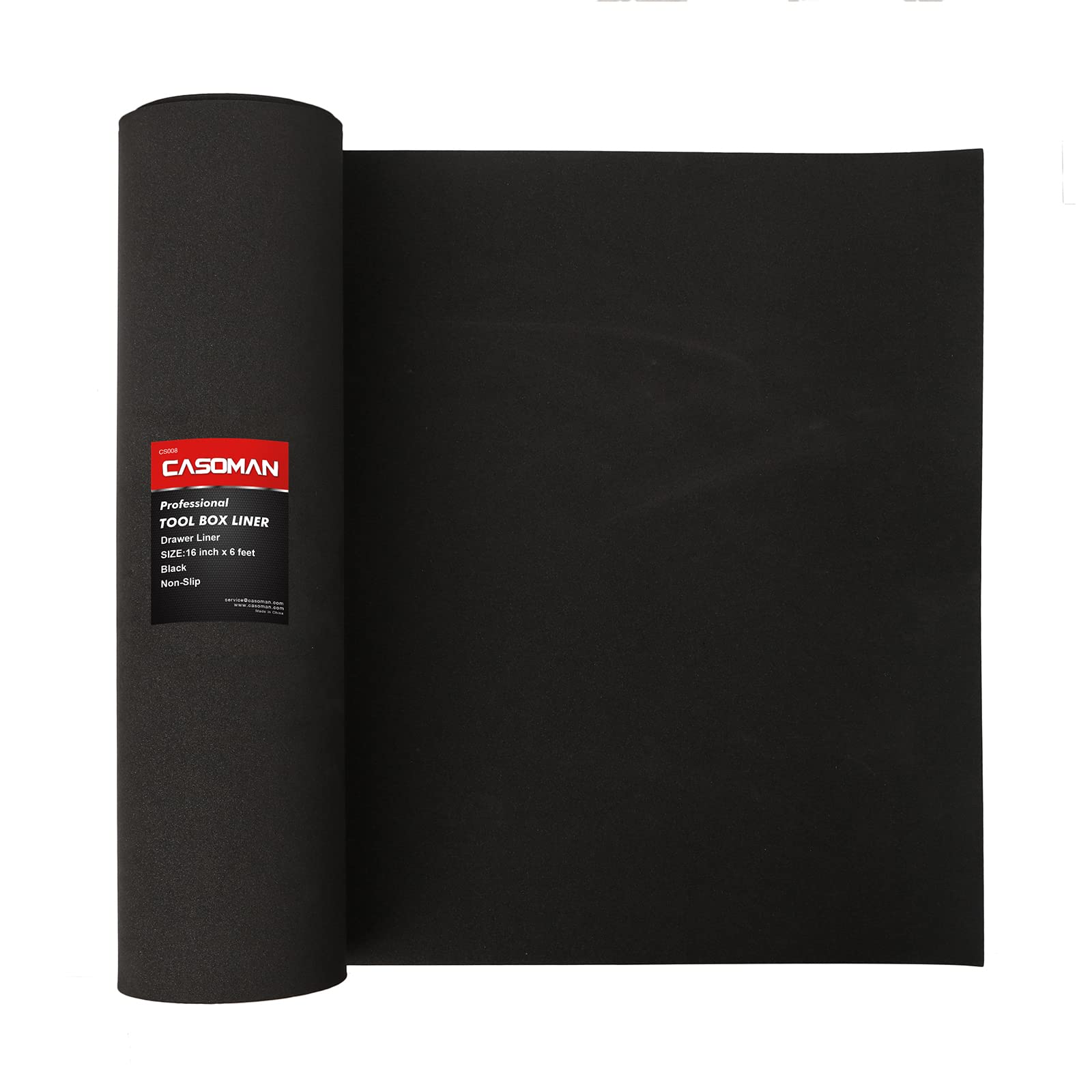 CASOMAN Professional Tool Box Liner - 16" x 6' Anti-Slip Drawer Mat, Black